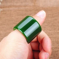 natural green hand carved jade plate finger fashion boutique jewelry mens and womens ring gift accessories
