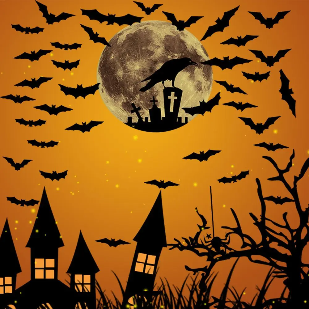 

Качественные съемные украшения для спальни, водонепроницаемые светящиеся наклейки, фосфоресцентные наклейки в виде летучих мышей, ведьмы, ...