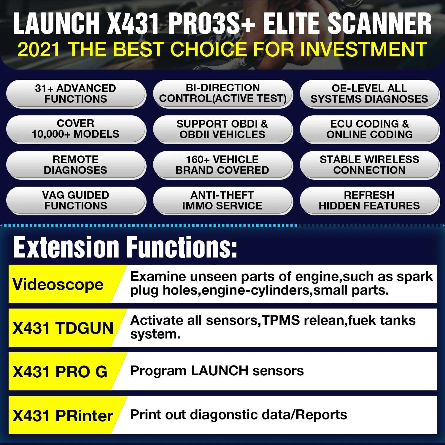 Диагностический сканер LAUNCH X431 Pro3s Plus автомобильный диагностический инструмент 10
