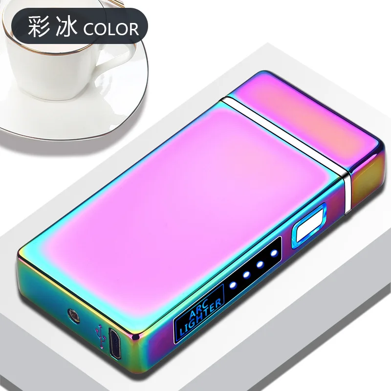 Двойная электрическая зажигалка с зарядкой от USB портативная ветрозащитная