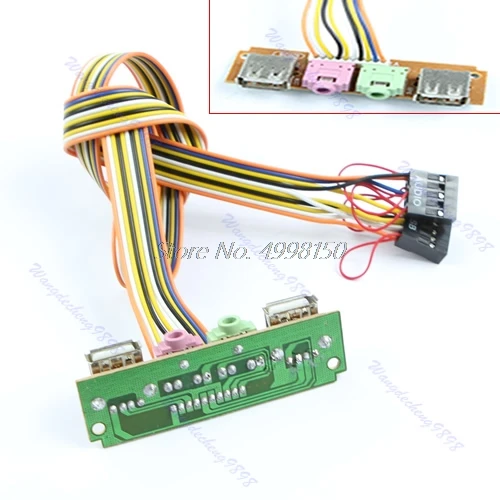 ПК чехол для компьютера Передняя панель USB Аудио Микрофон Кабель наушников