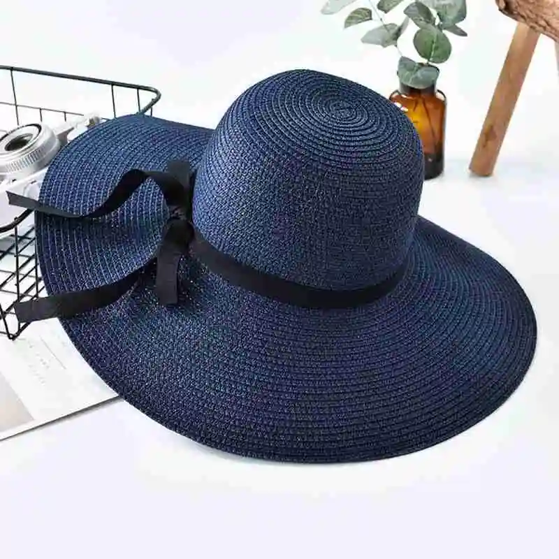 

Summer Straw Hat Women Wide Brim Beach Sun Hats Ladies Floppy Beach Sun Foldable Cap Summer Wide Brim Straw Hat 2021