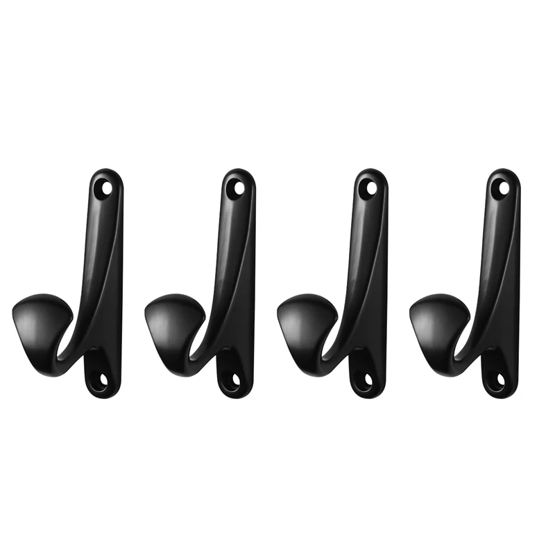 

4Pcs Single Hooks Retro Metal Robe Towel Coat Hanger Hook Door Wall Mounted Hooks for Bathroom Bedroom Black