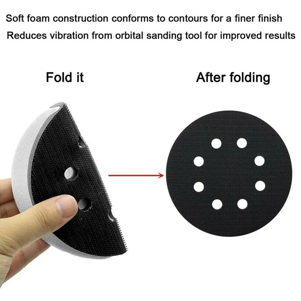

125Mm Sponge Interface Pad 8-Hole Hook&Loop Inch Pads Sanding Practical