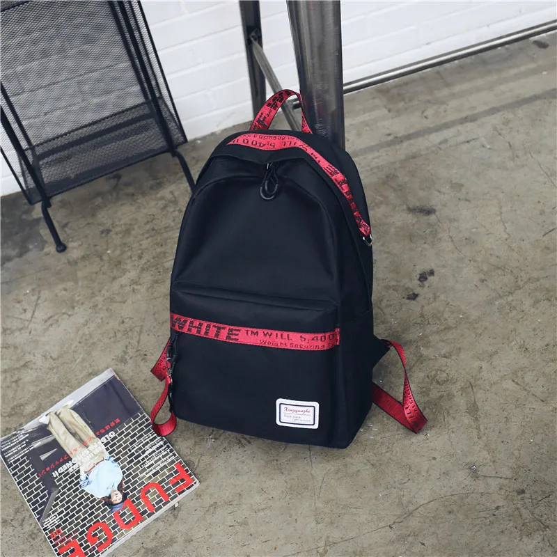 Black Red Wobag Laptop Backpack Waterproof For Teenage Boys Girls Travel Anti theft Large Capacity Student Backpack School Bag - Цвет: Black Red