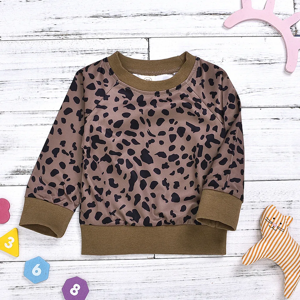 Пуловер для маленьких девочек с леопардовым принтом свитшот топы повседневная