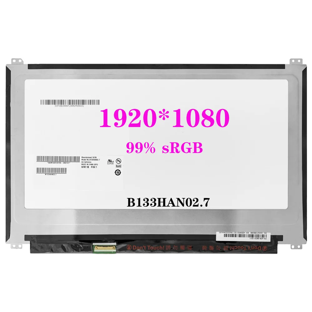 

Панель дисплея 13,3 дюйма B133HAN02.7 B133HAN02.1 для ноутбука ASUS UX305 UX360CA UX360C 99% sRGB IPS 1920*1080, ЖК-экран