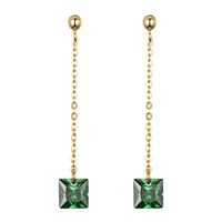 cross chain dangle earrings 925 silver bohemian cubic zirconia tass earring green white colours 5cm