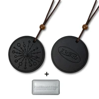 natural lava stone quantum scalar energy pendant necklace with 2 pieces anti emf mobile shield stickers