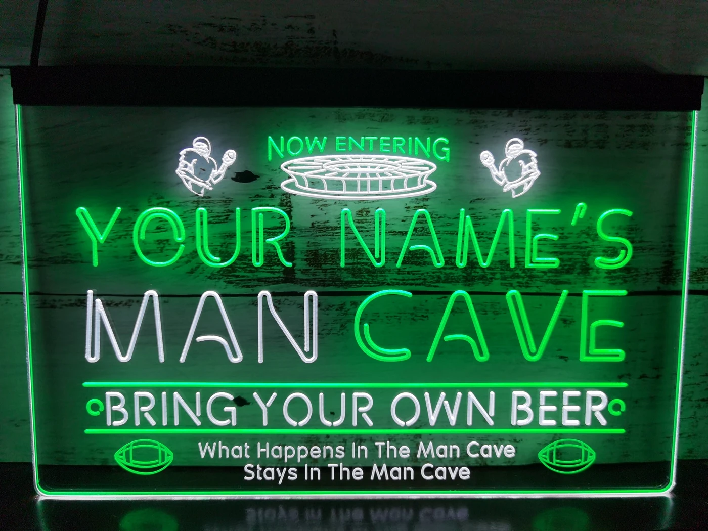 

0S018 Name Personalized Custom Man Cave Football Bar Beer Dual Color LED Neon Sign