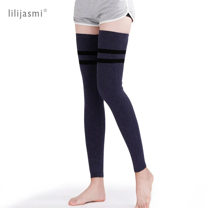 Теплые шерстяные гетры женские зимние теплые мягкие в рубчик для сапог до колена