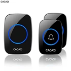 CACAZI Беспроводной интеллектуальные Водонепроницаемый дверной звонок диапазон 300 м светодиодный ночник для дома звонок США ЕС Великобритания Plug 1 2 кнопка 1 приемник