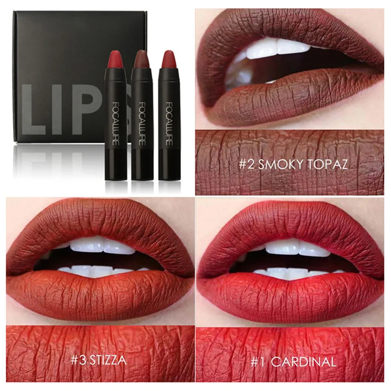 3pcs Women Korean Beauty Lipsticks Set Powdery Matte Ladies Sexy Waterproof Lips Makeup Labiales Larga Duracion |