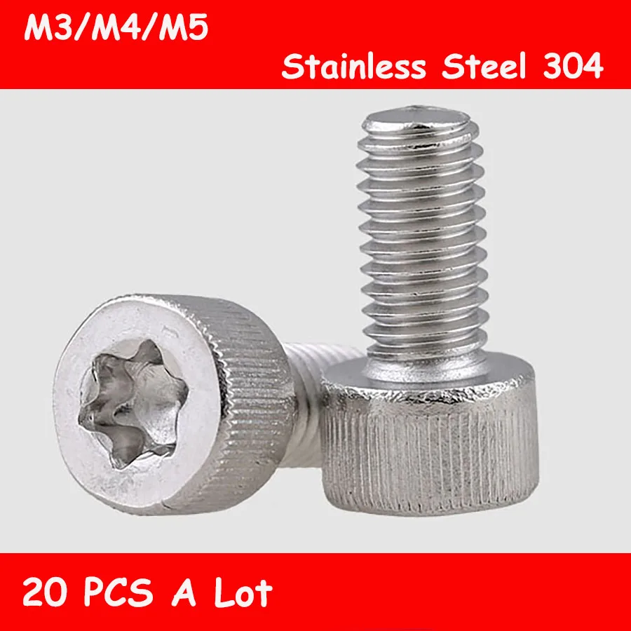 20 шт. M3/M4/M5 * 5 30 мм 304 шестилопастной винт из нержавеющей стали с потайной