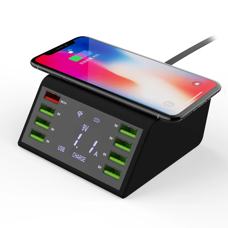 60 Вт Быстрая зарядка 3 0 USB зарядное устройство QC3.0 быстрая Беспроводная 8 портов
