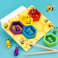 wooden clamp bees hive games for children picking catching toddler color cognitive education board baby sensory montessori toys