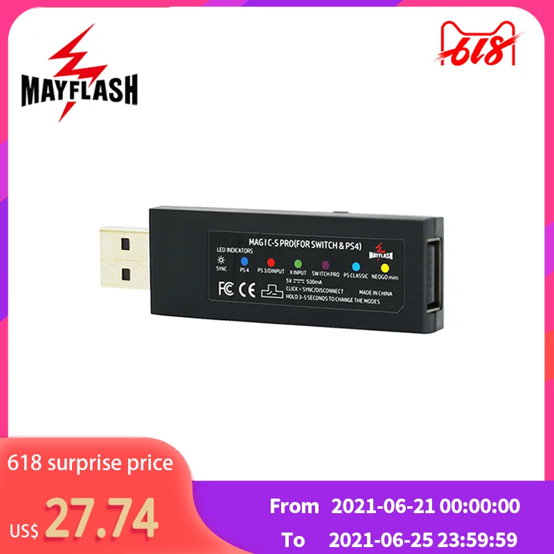 MayFlash MAGIC S PRO Беспроводной контроллер адаптер для Nintendo Switch/для PS4/для PS3/для NEOGEO