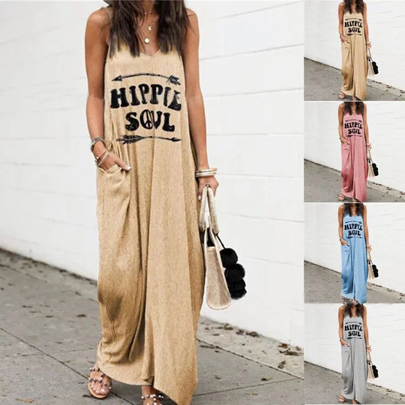 Женское летнее платье с винтажным принтом повседневное длинное в стиле бохо