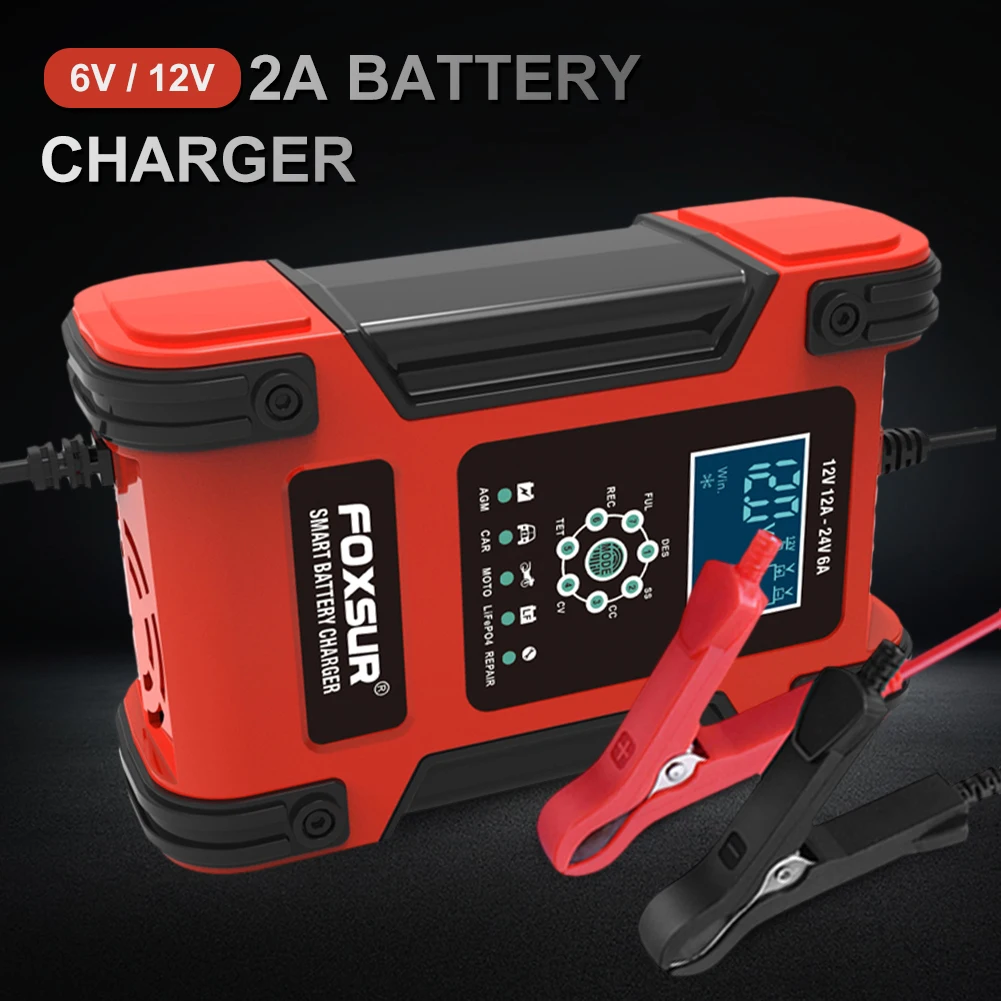

New 12A Fully Automatic Smart Charger Car 12V 24V Battery Charger Battery Maintainer 7 Stage for AGM GEL WET Lithium Lead Acid