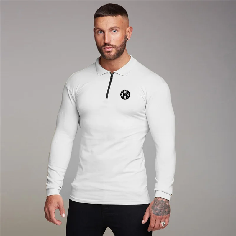 Рубашка-поло мужская Спортивная с длинным рукавом модная одежда для спортзала