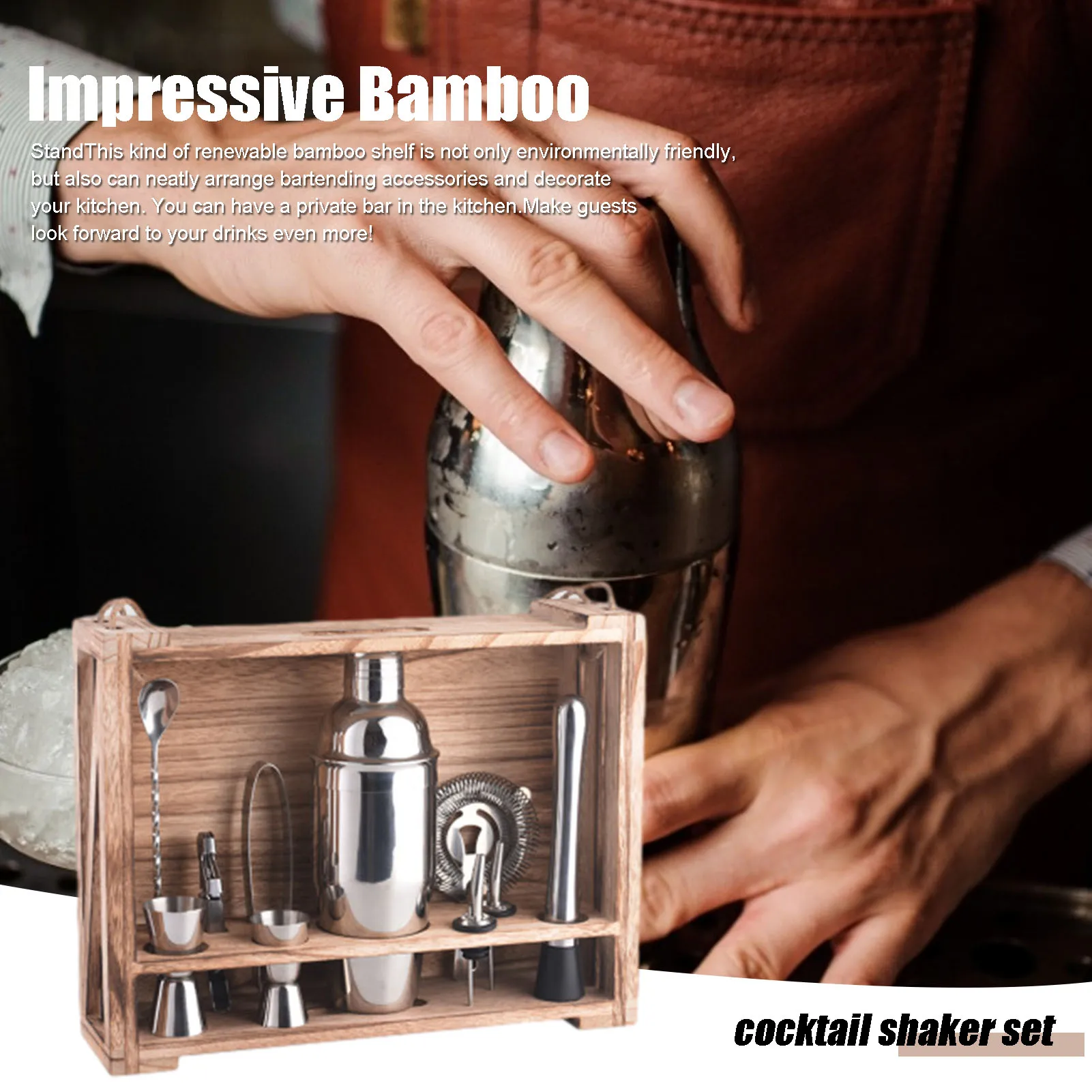 

11PCS Stainless Steel Cocktail Shaker Set Drink Mixer Bar Set Bar Supplie With Stand Cocktail Wine Bar Shaker