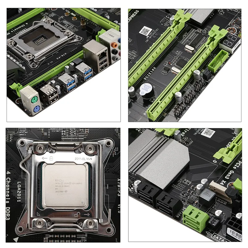 X79-P3 LGA2011 материнская плата комбо набор с E5 1650 V2 Процессор 4X8 Гб оперативной памяти, 32 Гб встроенной памяти, DDR3 Оперативная память 4-Ch 1600 МГц регистровая и ecc-память NGFF M.2 слот SSD