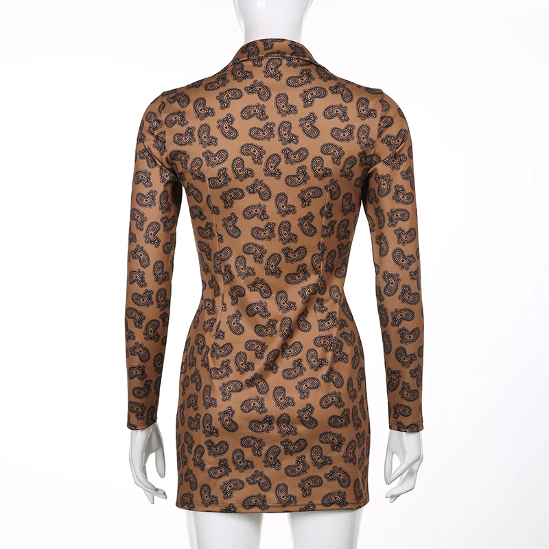 

E-girl Vintage Printed Long Sleeve Shirt Dress Spring Summer 2021 Chic Women Clothes Single-Breasted Mini Dresses Y2K Streetwear