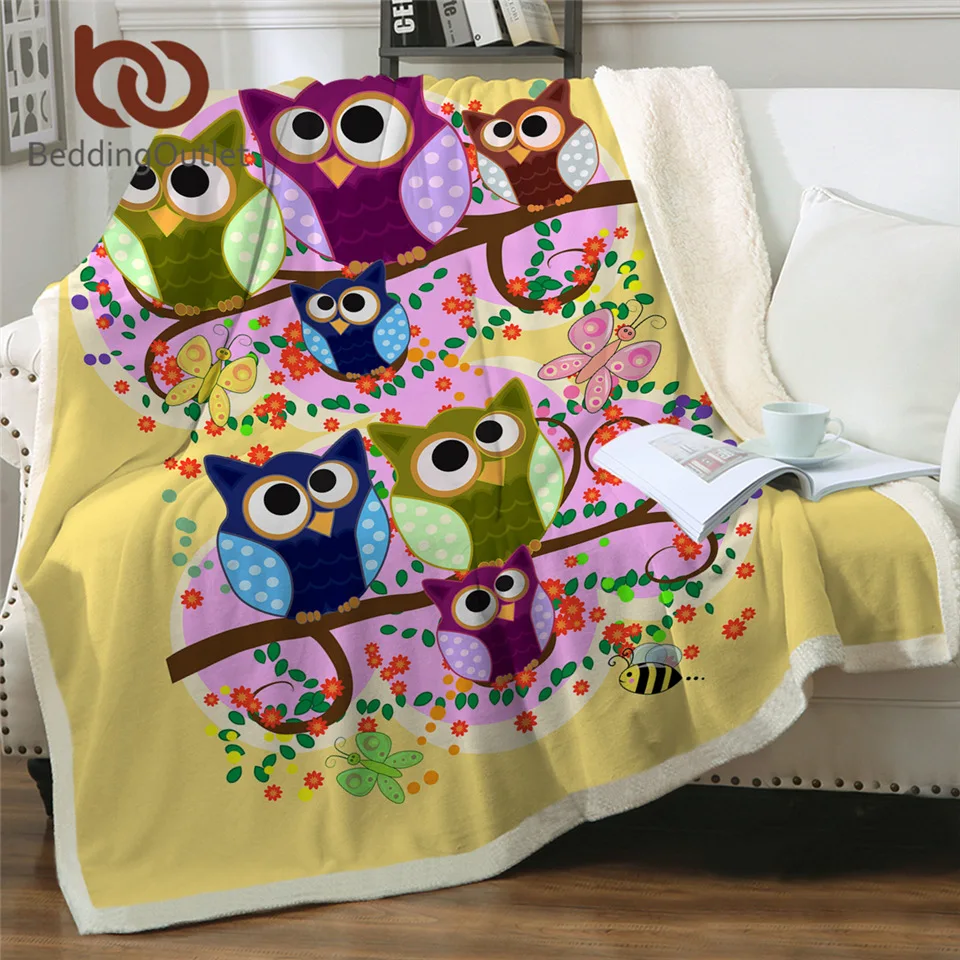 BeddingOutlet пушистое одеяло с совами, красочное пушистое одеяло с птицами, шерпа, акварельные постельные принадлежности, Галактическое одеяло s для кроватей 150x200 см