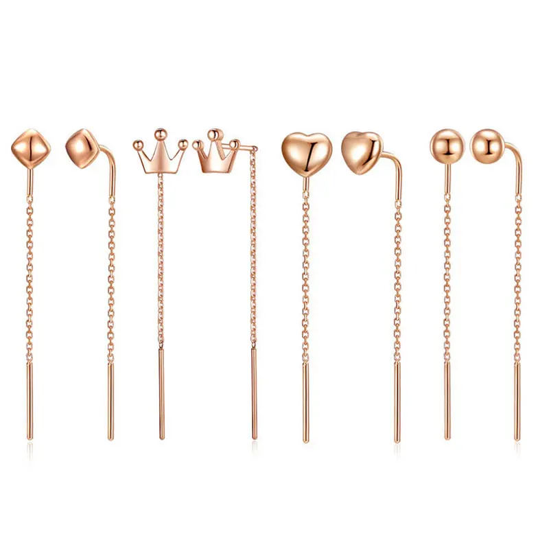 Женские серьги гвоздики из натурального золота 18 К|Серьги-подвески| |