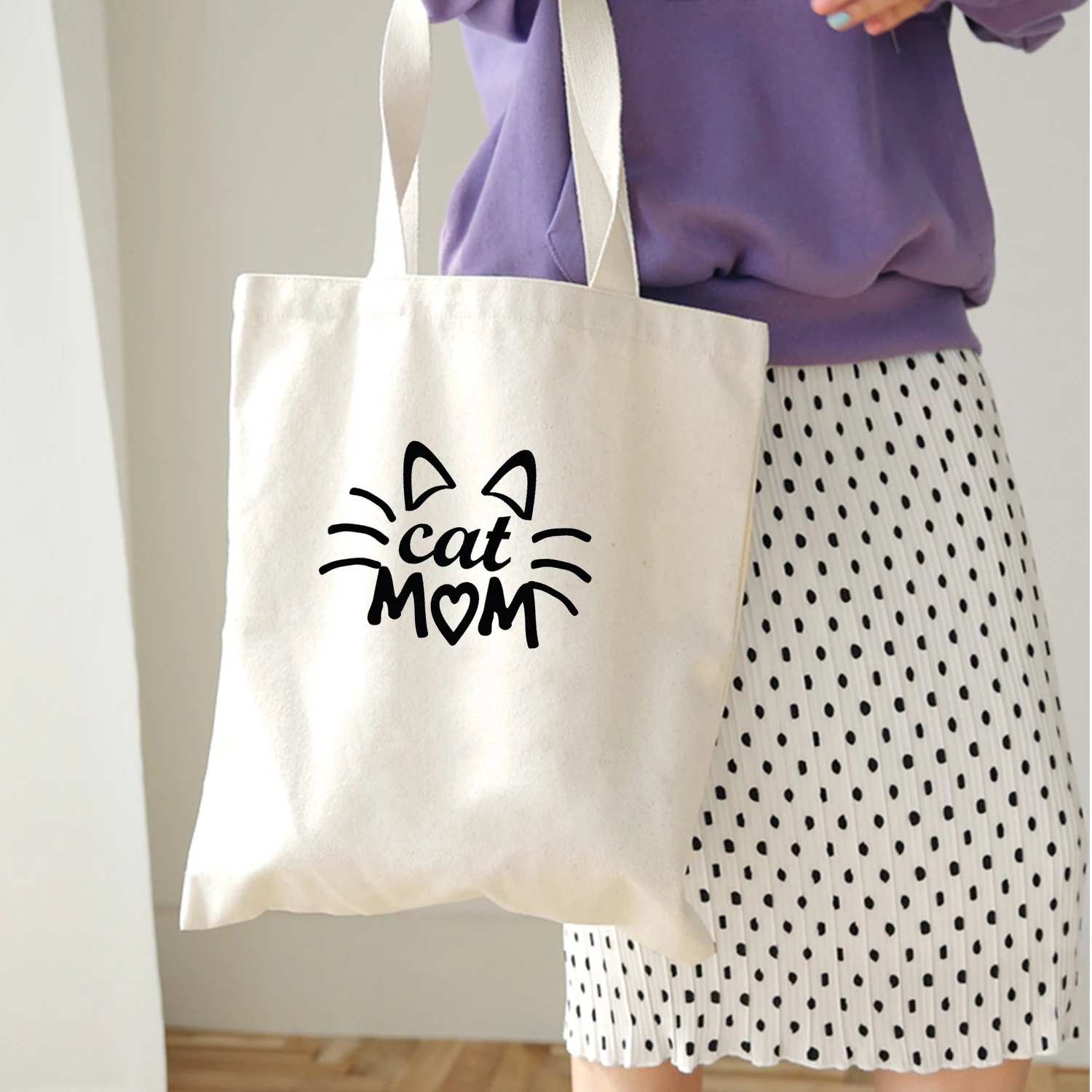 Складные сумки с принтом животных кошек собак МОМО на заказ Холщовая Сумка для