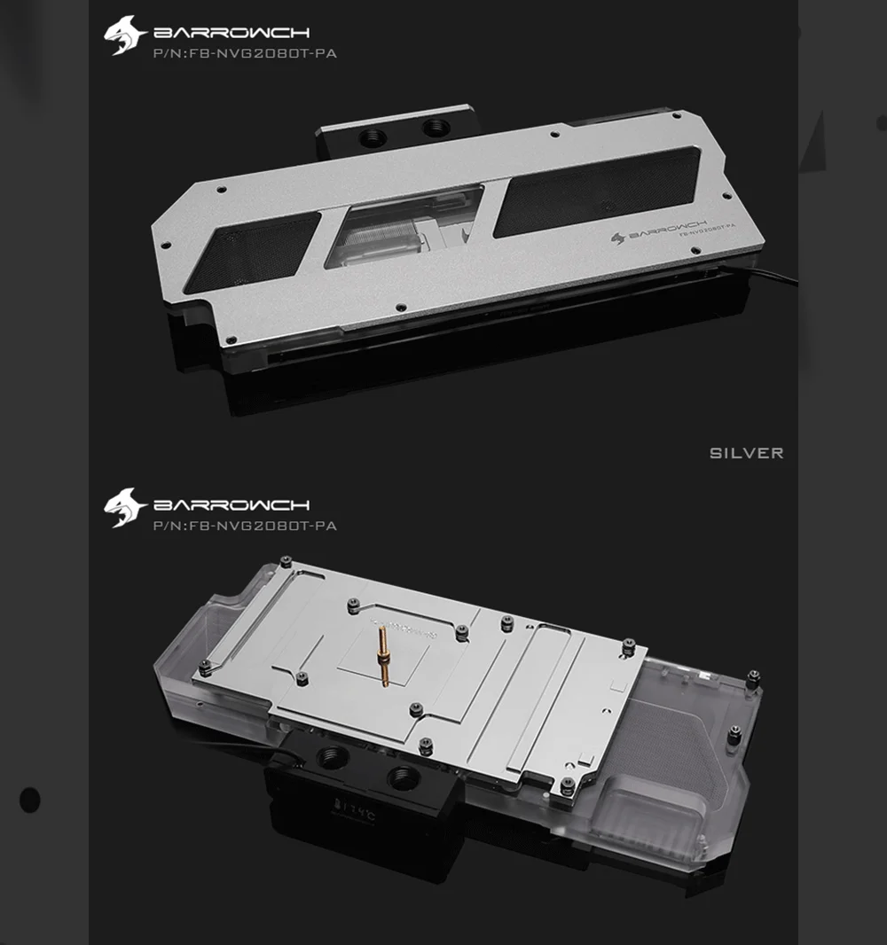 Barrowch FB-NVG2080T-PA цифровой термометр GPU блоки 5 в 3 Pin алюминиевый сплав панель, для основателя издание RTX2080Ti/2080