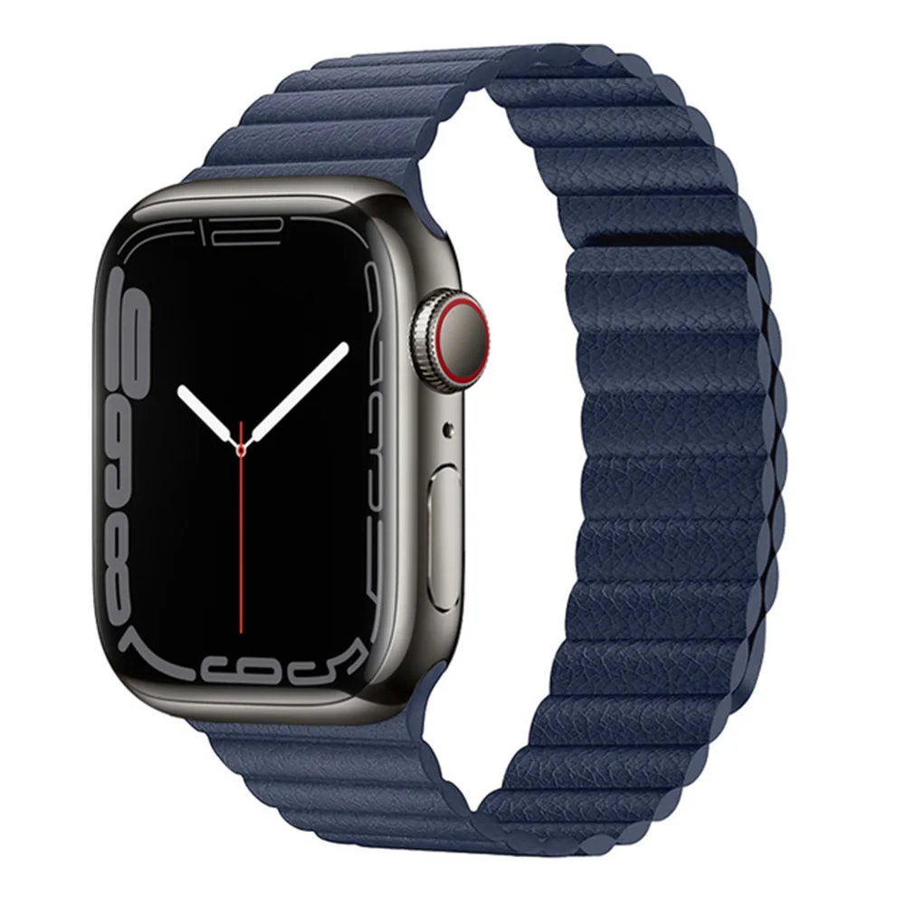 

Ремешок кожаный магнитный для Apple Watch band 44 мм 45 мм 41 мм 40 мм 38 мм, браслет для apple Watch series 7 6 5 4 3 2 se