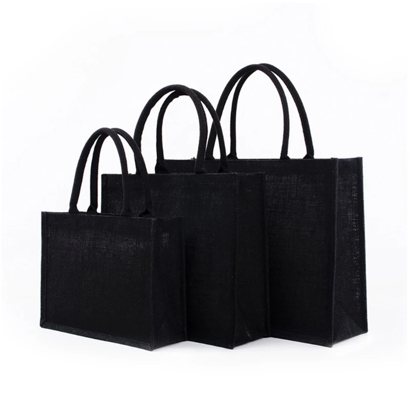

H8WD Jute Tote Bags Burlap Bag with Soft Handle for Women Shopping Handbag Bridesmaid Christmas Thanksgiving Gift Organizer