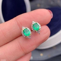 kjjeaxcmy supporting detection 925 sterling silver inlaid natural emerald emerald girl earrings ellipse support detection