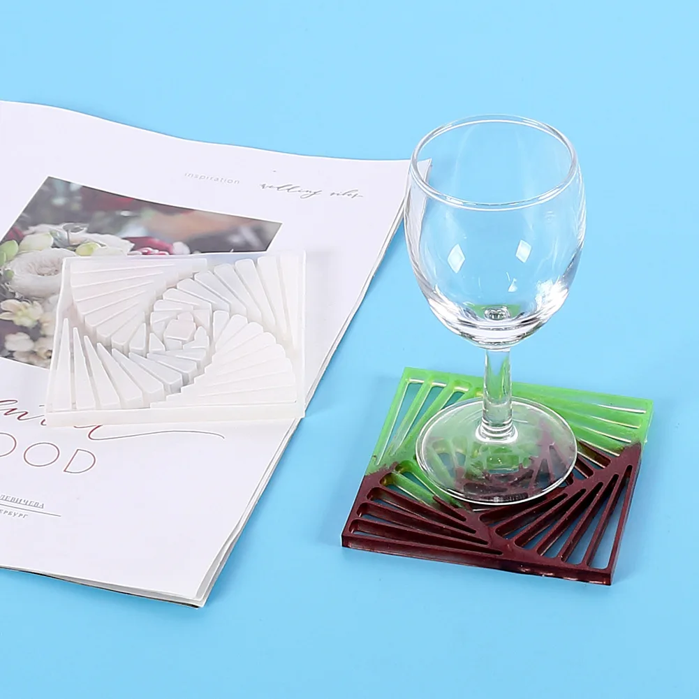 

DIY Crystal Epoxy Coaster Mold Windmill Cup Gasket Silicone Mold Flower Lace Stripe Coaster Mold Can be Used for Decorations