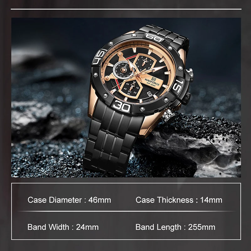 

NAVIFORCE Sport Watches for Men Luxury Brand Blue Military Genuine Leather Wrist Watch Man Clock Fashion Chronograph Wristwatch