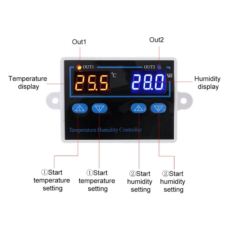 

Digital Thermostat Humidity Controller Egg Incubator Temperature Humidity Controller 10A Direct Output