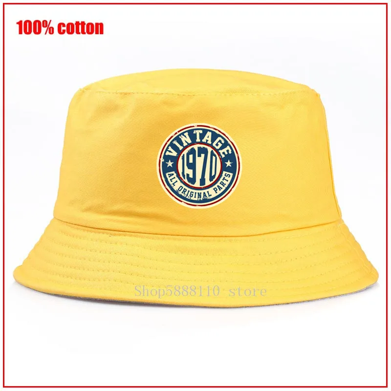 

Vintage 1970 All Original Parts Bucket Hat men Beach Sun Hat Street Headwear Fisherman casual Outdoor Foldable Cap Woman Hat