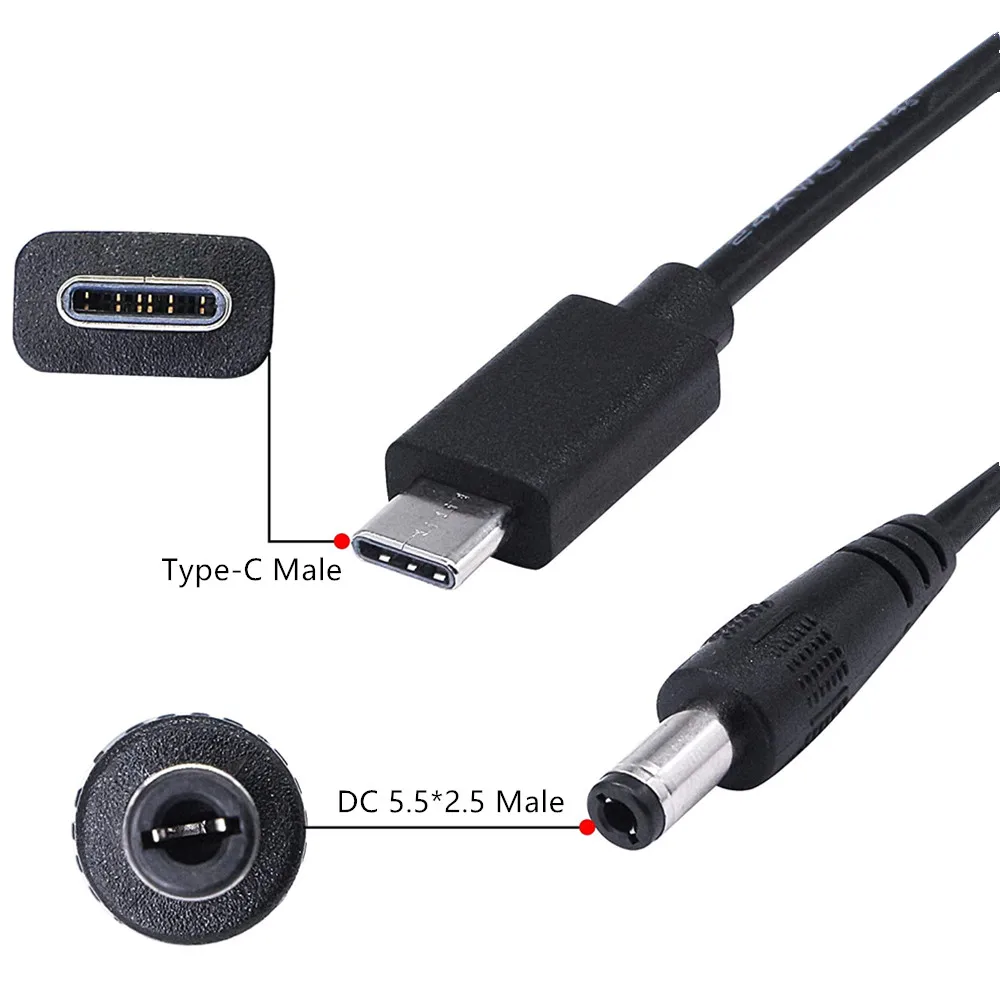 Тип USB C USB-C мужской переменного тока в постоянный 5.5X2.5mm и женский Мощность Jack