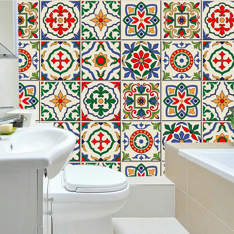 

Moroccan Style DIY Mosaic Wall Tiles Stickers Wall Sticker Kitchen Adhesive Bathroom Toilet Waterproof PVC Wallpapers Waist Line