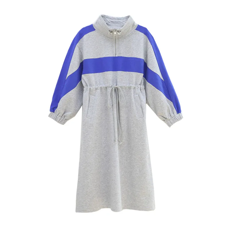 Big Girls Dress Autumn New 2019 Teens Children Casual Color block Long Sleeve Toddler Sweatshirt Vestidos Leisure | Детская одежда и