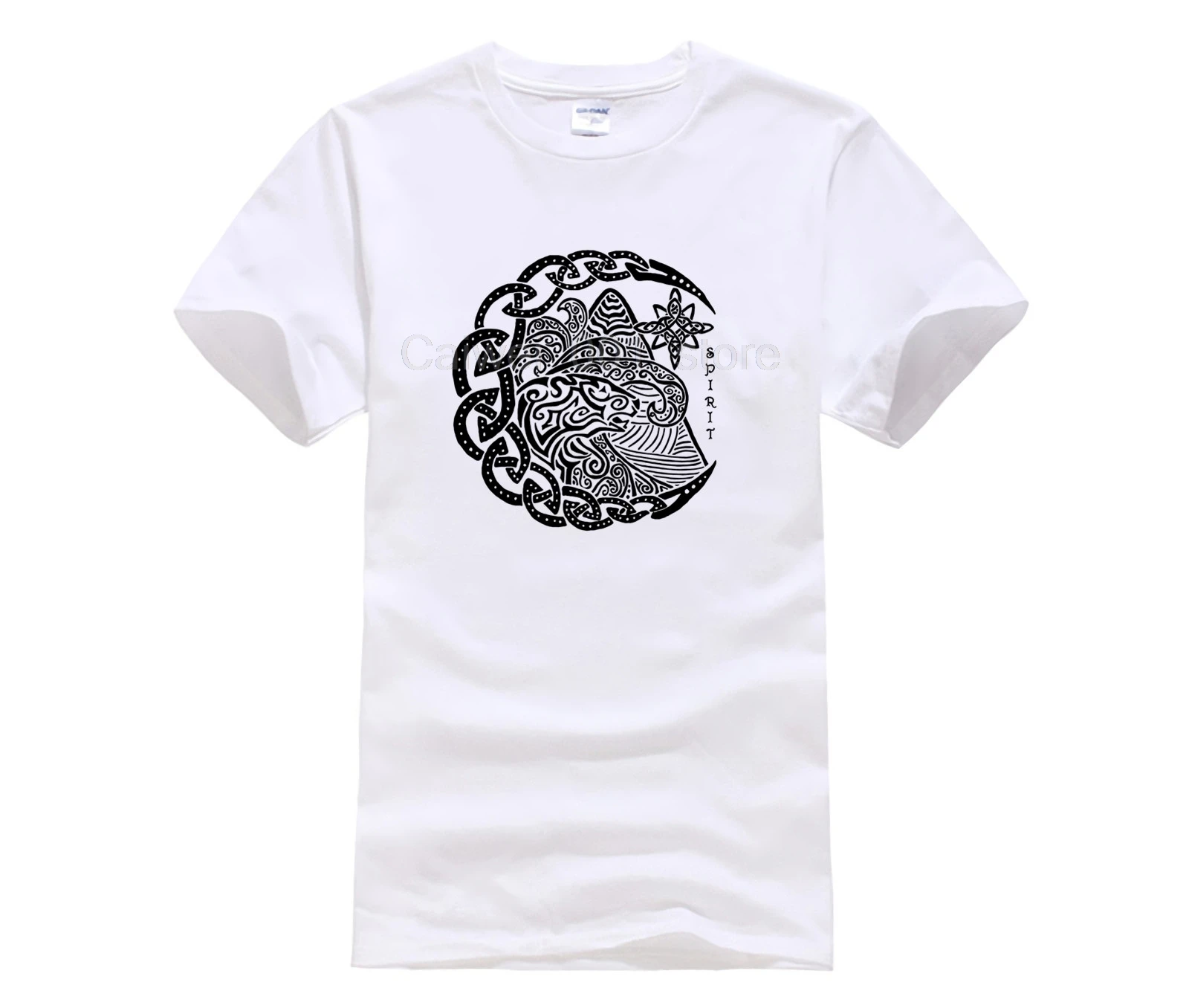 Модная футболка 100% хлопок полярный медведь дух племенное тату мужчины черный