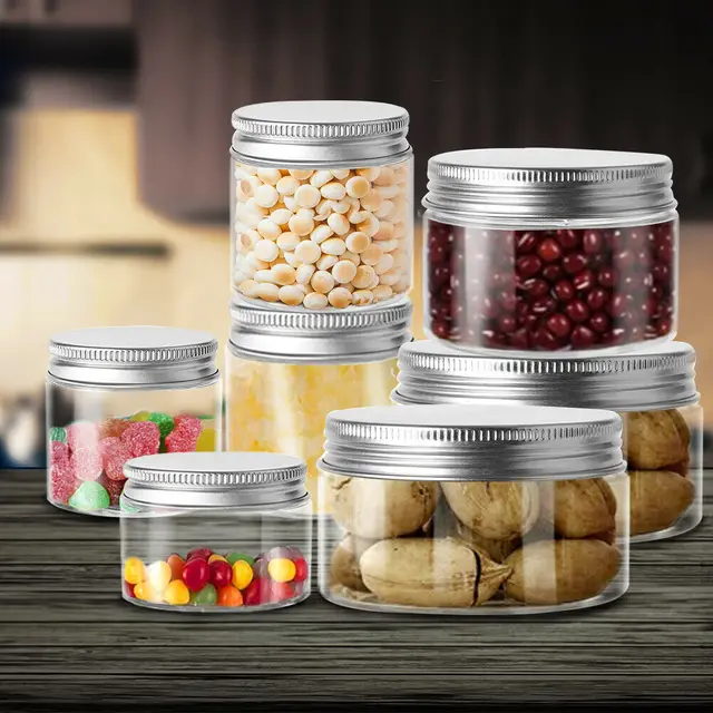 PET Clear Round Wide-mouth Plastic Jars Empty Cosmetic Box Food Storage Container Bottle 30ml 50ml 60ml 80ml 100ml 120ml 150ml 6