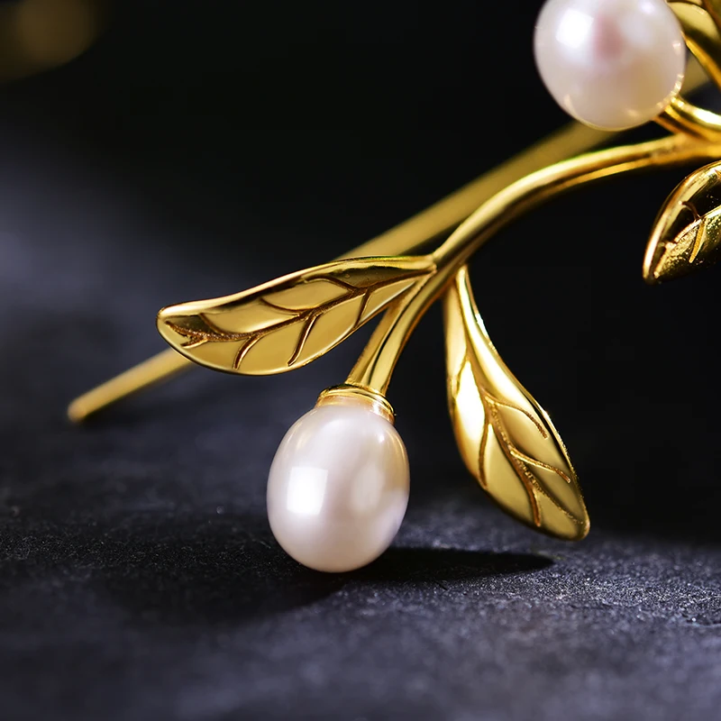 Женские серьги с натуральным жемчугом Lotus Fun изящные подвески в виде капель воды
