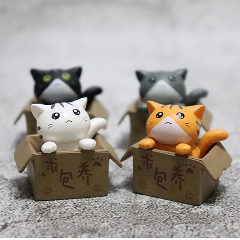 4 шт. супер мини фигурки кошки Chi в коробке милые котята Коллекционная модель