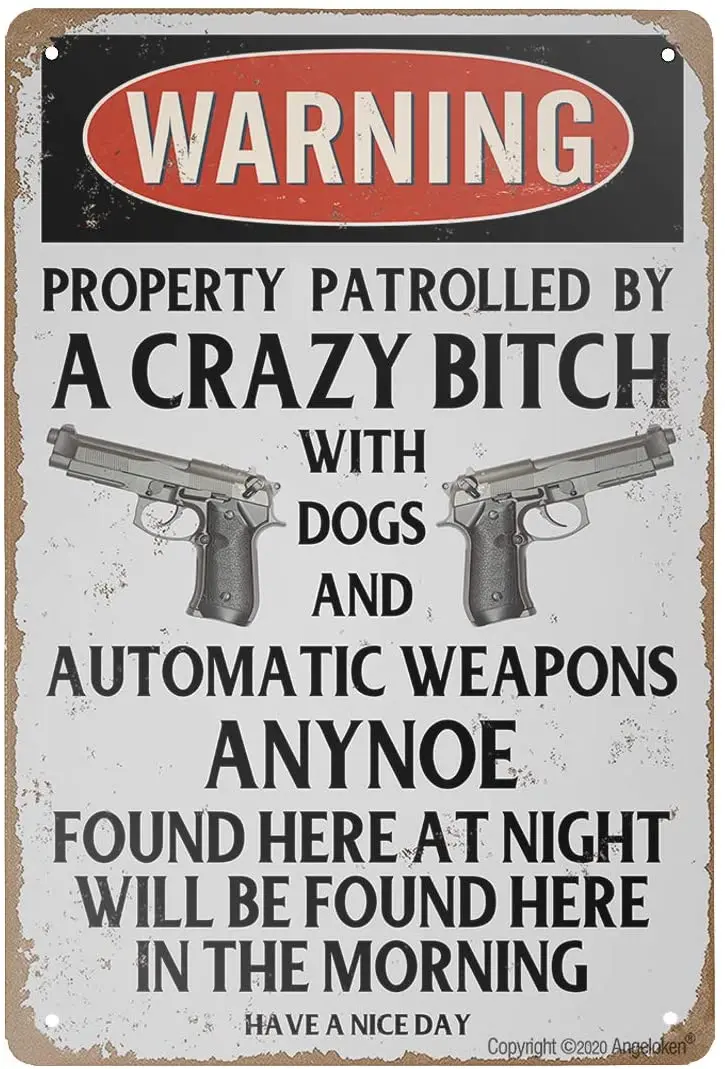 

Angeloken Retro Metal Sign Vintage Warning Property Patrolled Sign for Plaque Poster Cafe Wall Art Sign Gift 8 X 12 INCH