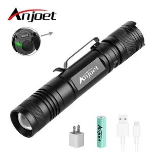 Anjoet Led T6 фонарик USB Перезаряжаемый тактический фонарь 18650 батарея фонарь Водонепроницаемый переносная лампа для кемпинга