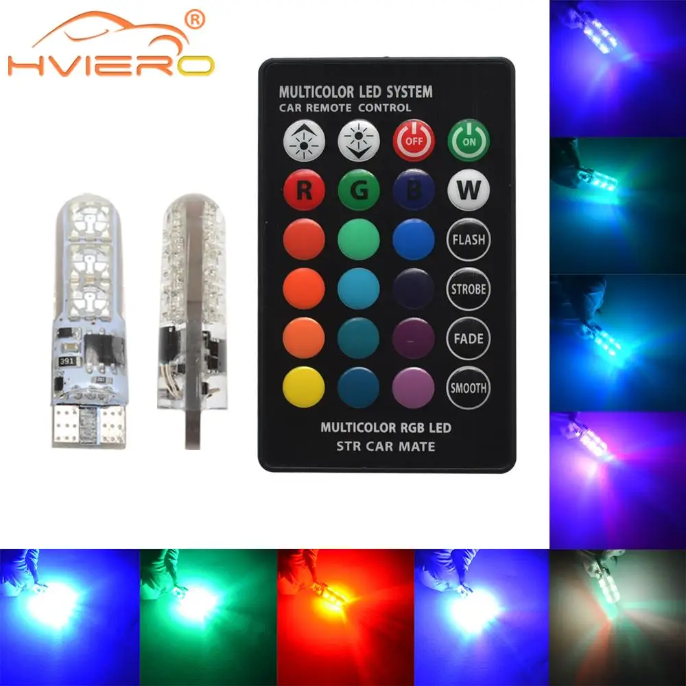 2X T10 W5w RGB светодиодный пульт дистанционного управления RGBW 501 194 168 6SMD просвет купол
