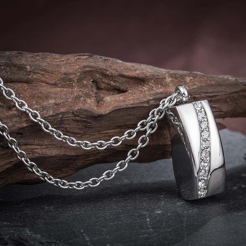 Ожерелье из нержавеющей стали с кристаллами памятное ожерелье урной и золом для