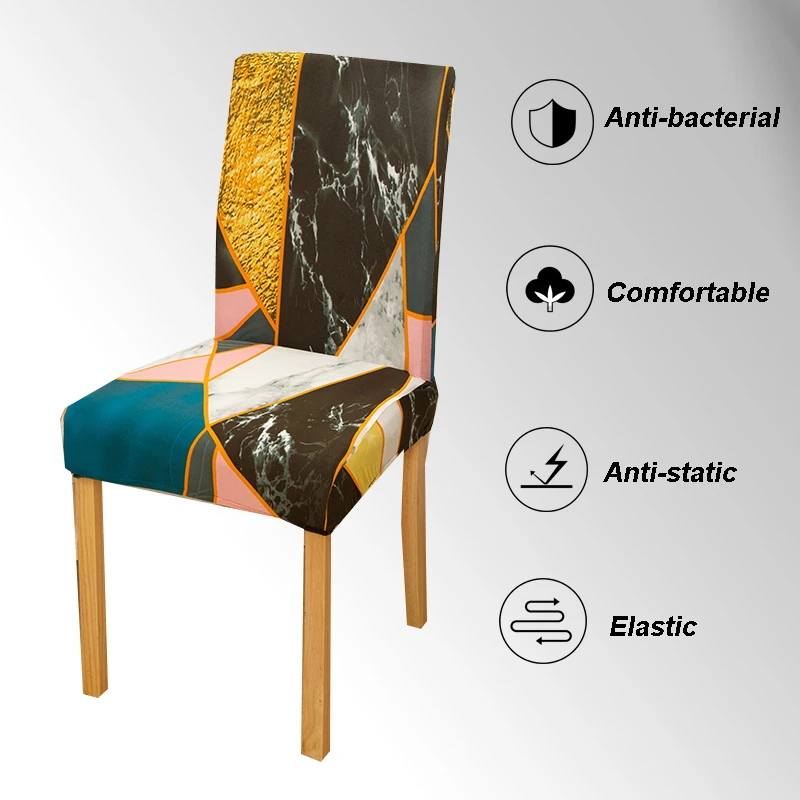 

Modern Geometric Printed Chair Cover Stretch Elastic Seat Chair Case Removable And Washable Banquet Hotel Dining Room Cover